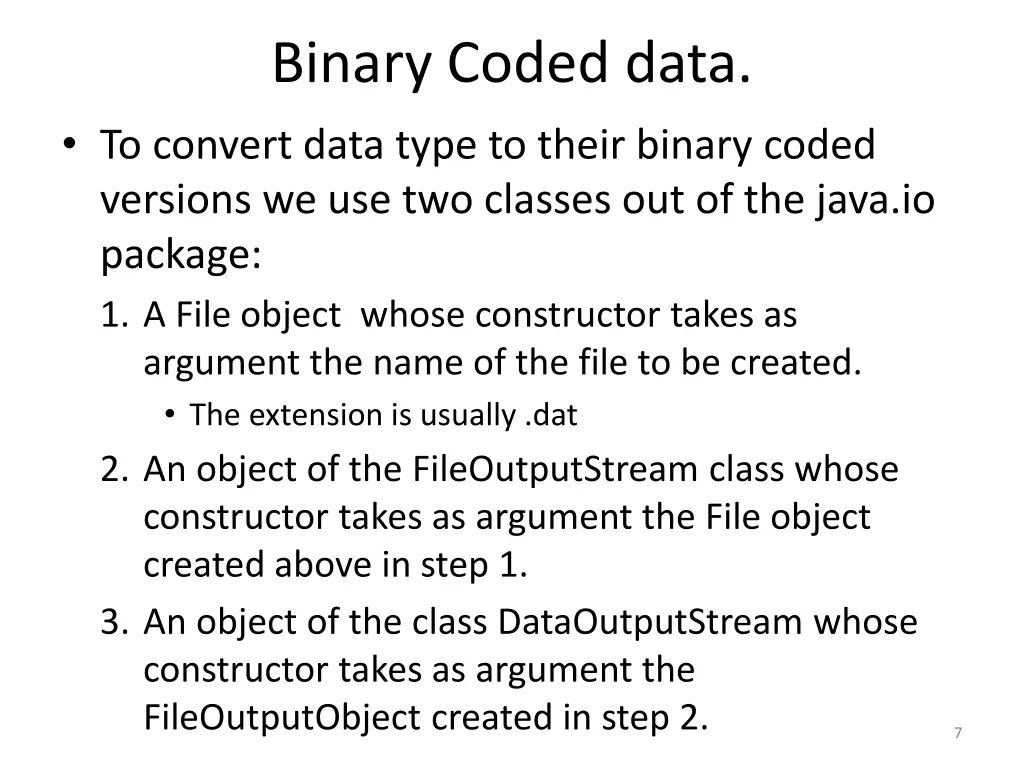 binary coded data to convert data type to their