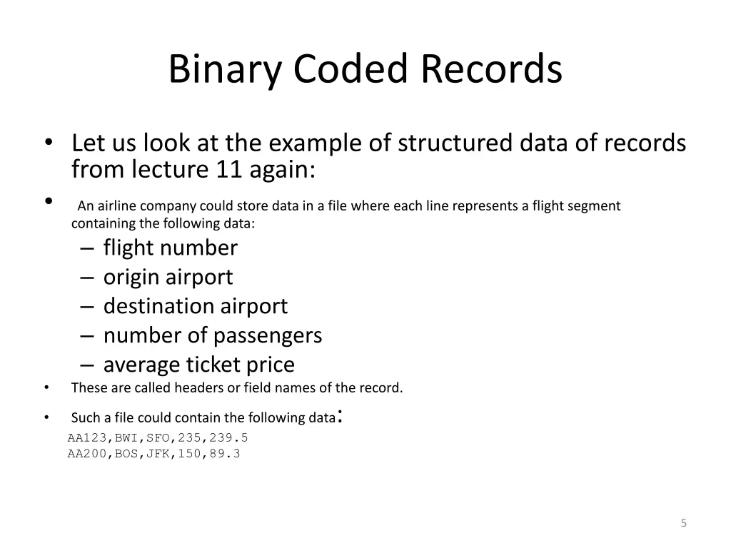 binary coded records
