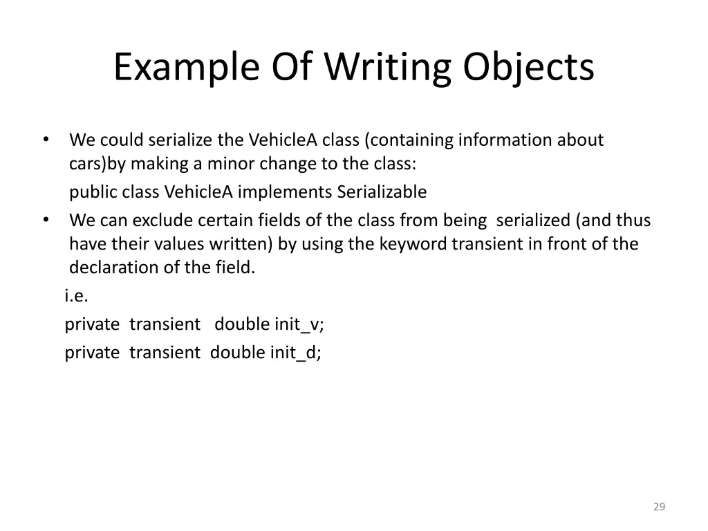 example of writing objects