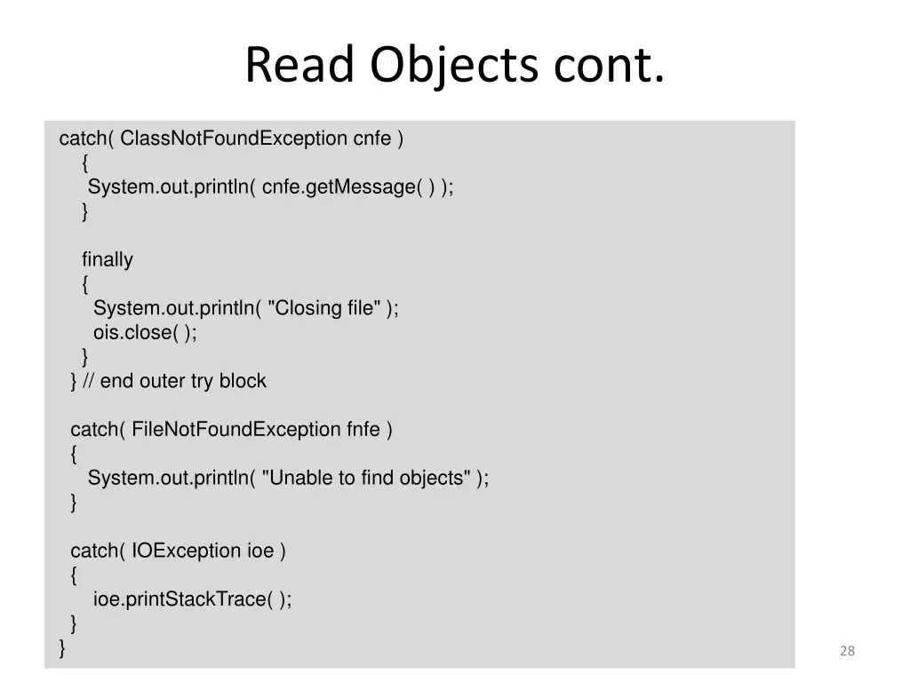 read objects cont