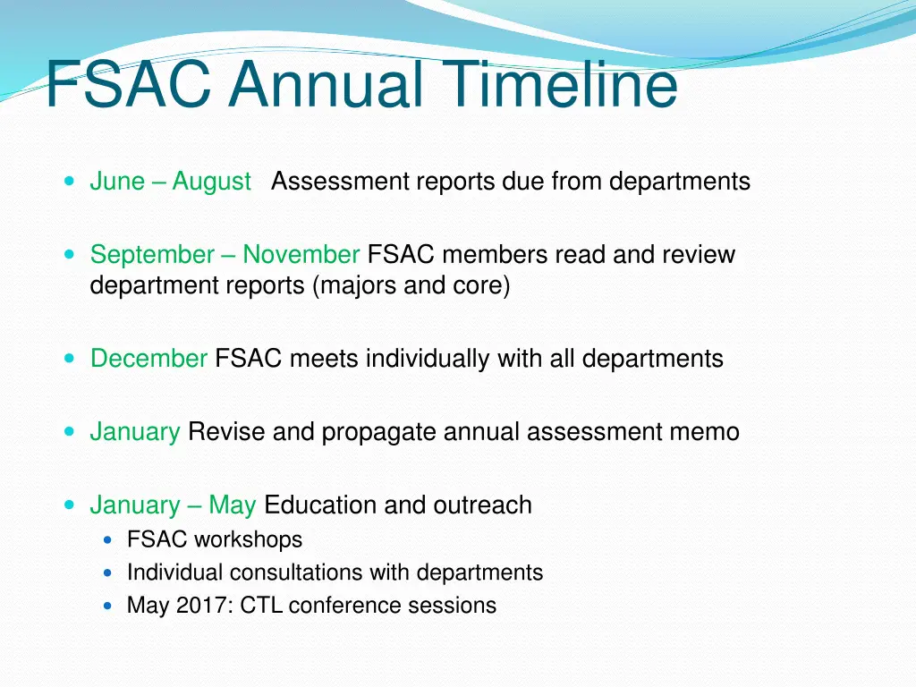 fsac annual timeline
