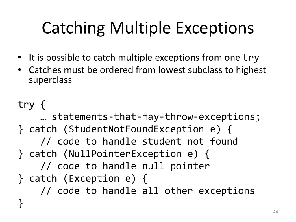 catching multiple exceptions