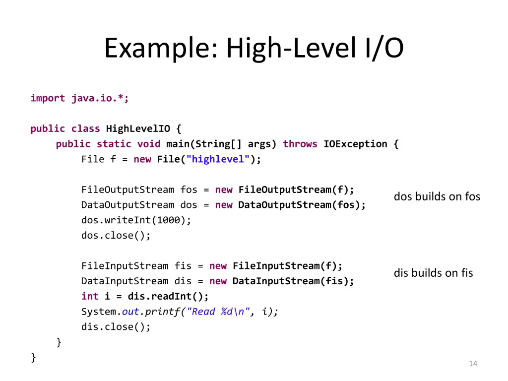 example high level i o