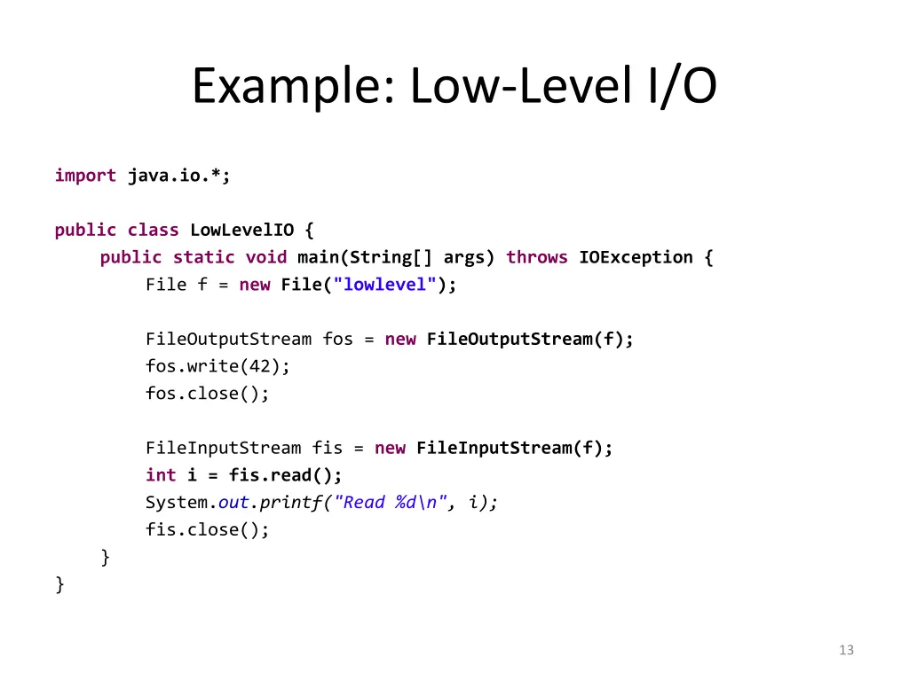 example low level i o