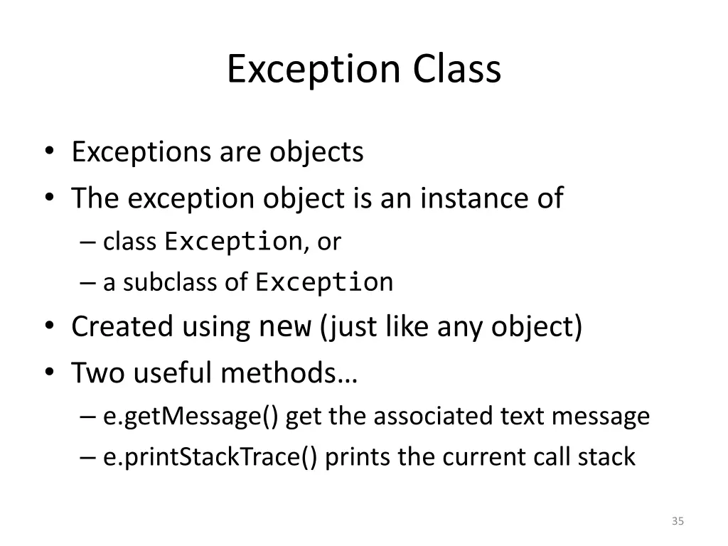 exception class