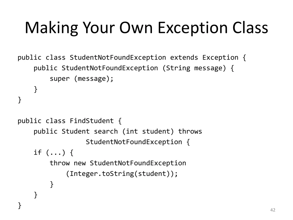 making your own exception class