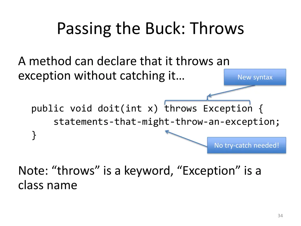 passing the buck throws