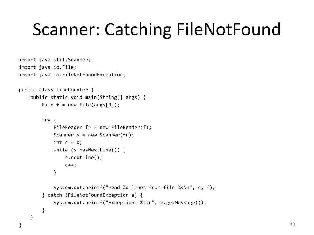scanner catching filenotfound