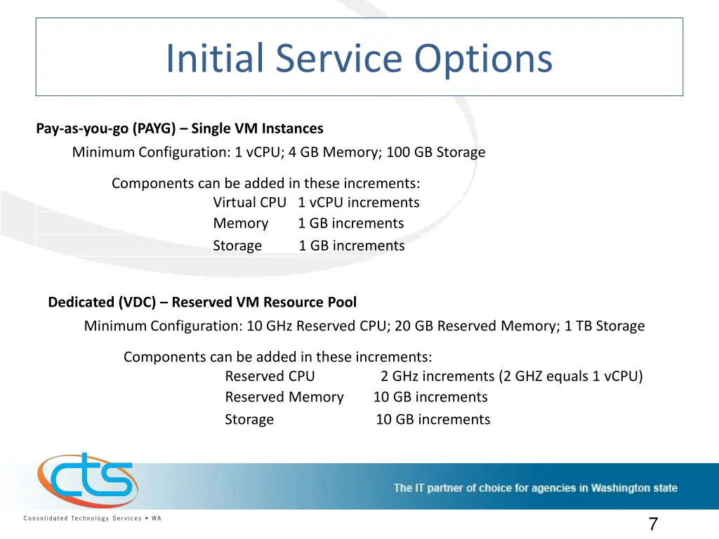 initial service options 1