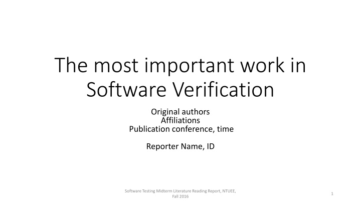 the most important work in software verification