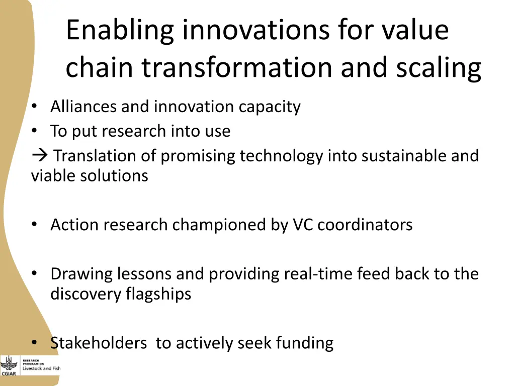 enabling innovations for value chain
