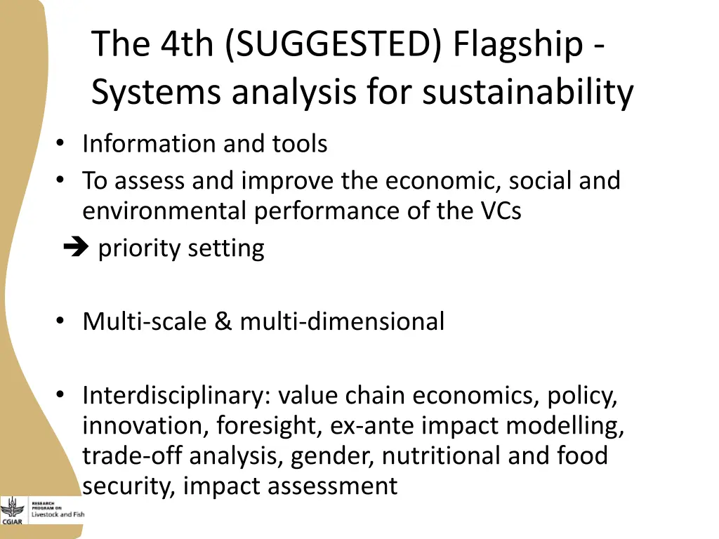 the 4th suggested flagship systems analysis