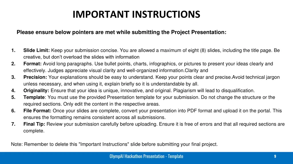 important instructions