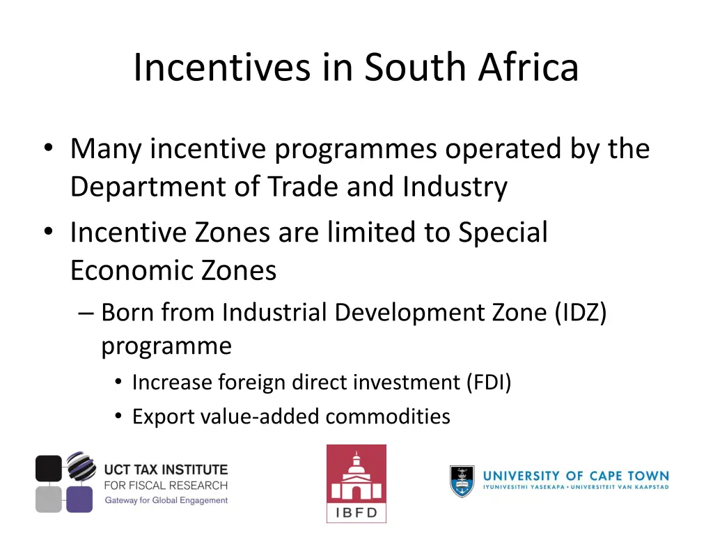 incentives in south africa