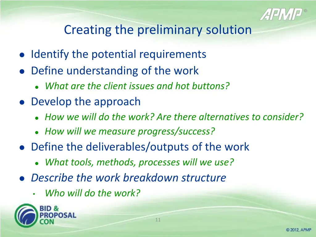 creating the preliminary solution