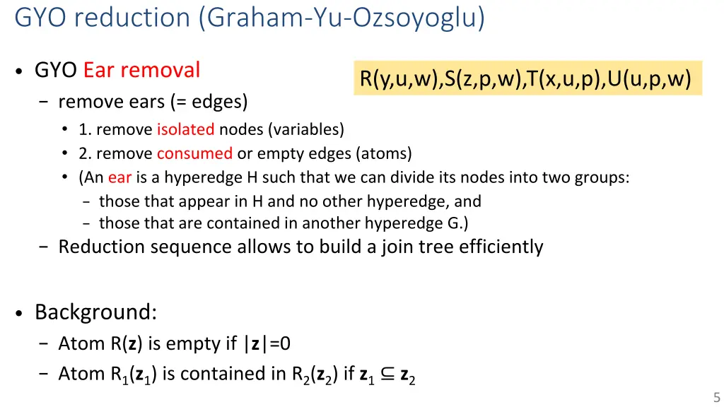 gyo reduction graham yu ozsoyoglu