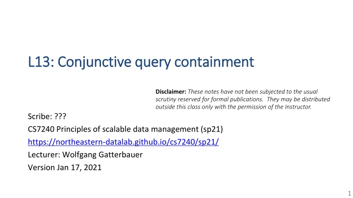 l13 conjunctive query containment l13 conjunctive