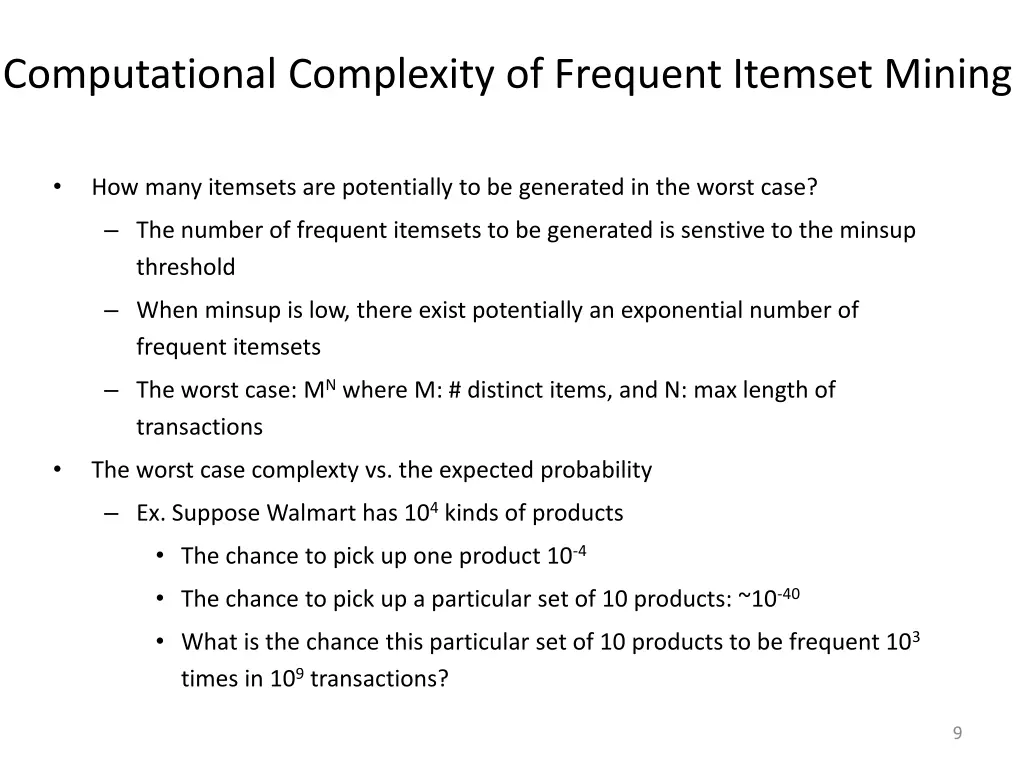 computational complexity of frequent itemset