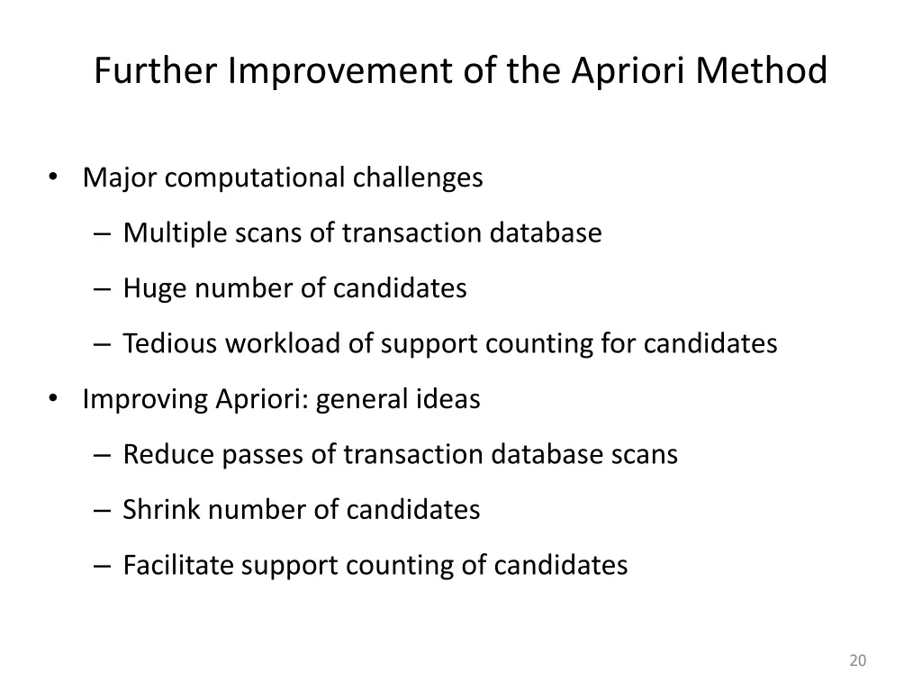 further improvement of the apriori method
