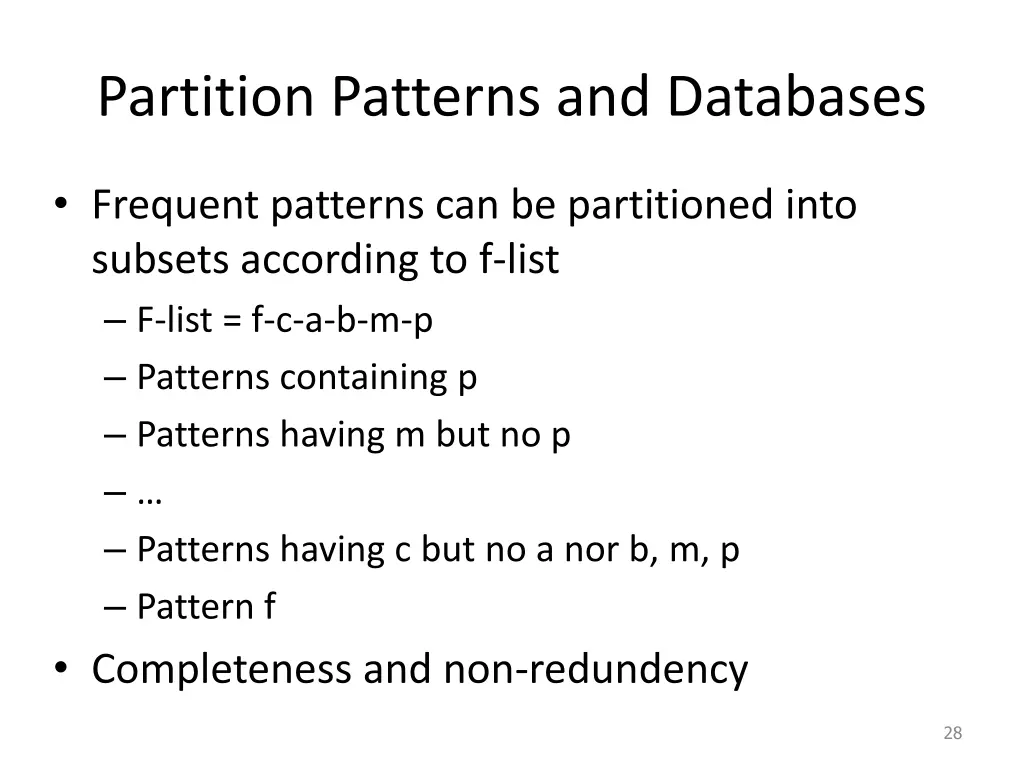 partition patterns and databases