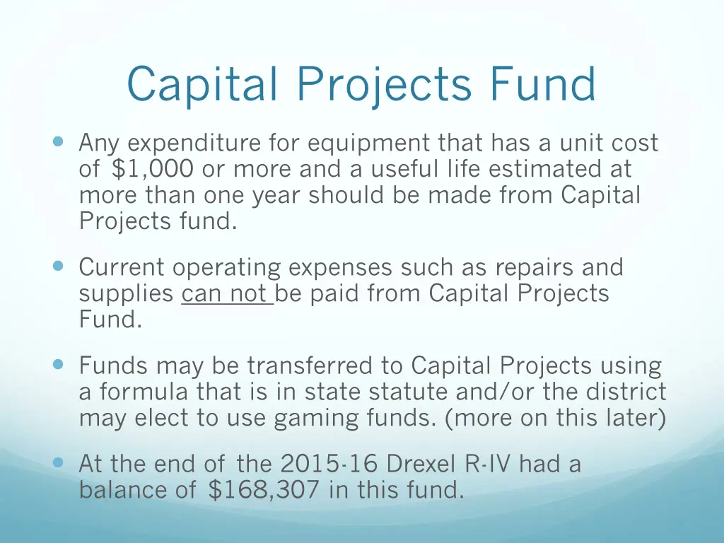 capital projects fund 1