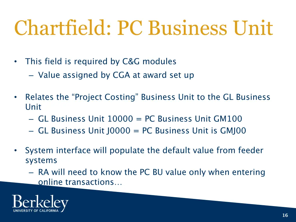 chartfield pc business unit