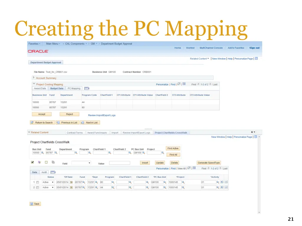 creating the pc mapping