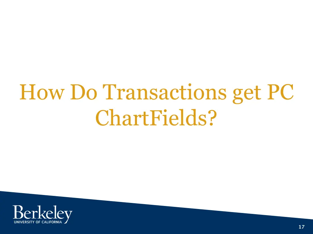 how do transactions get pc chartfields