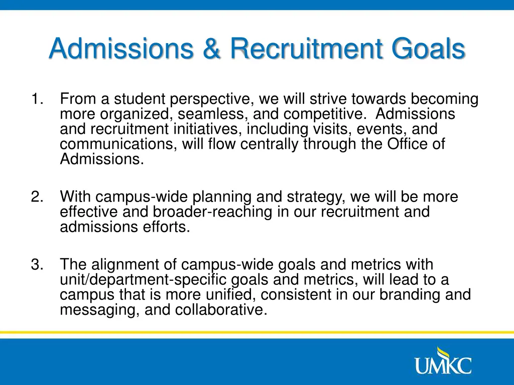 admissions recruitment goals