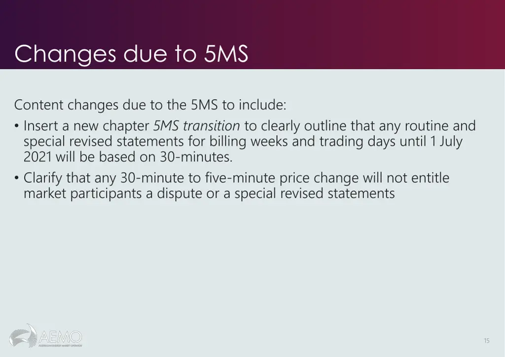 changes due to 5ms