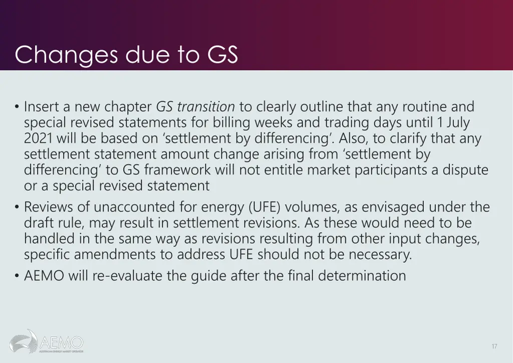 changes due to gs