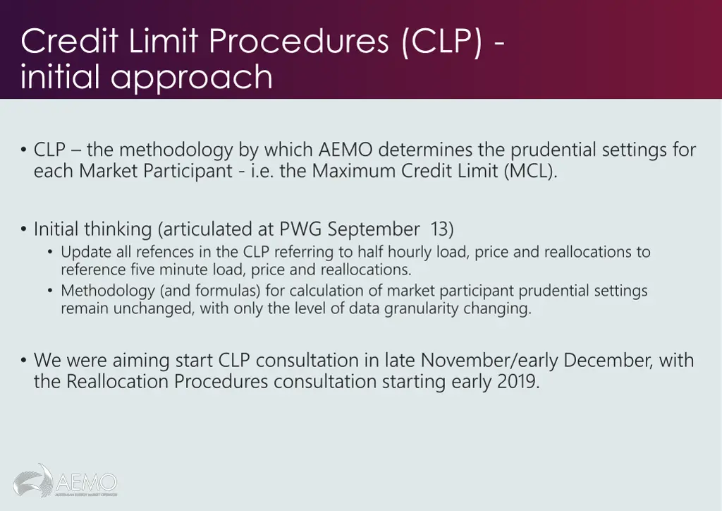 credit limit procedures clp initial approach