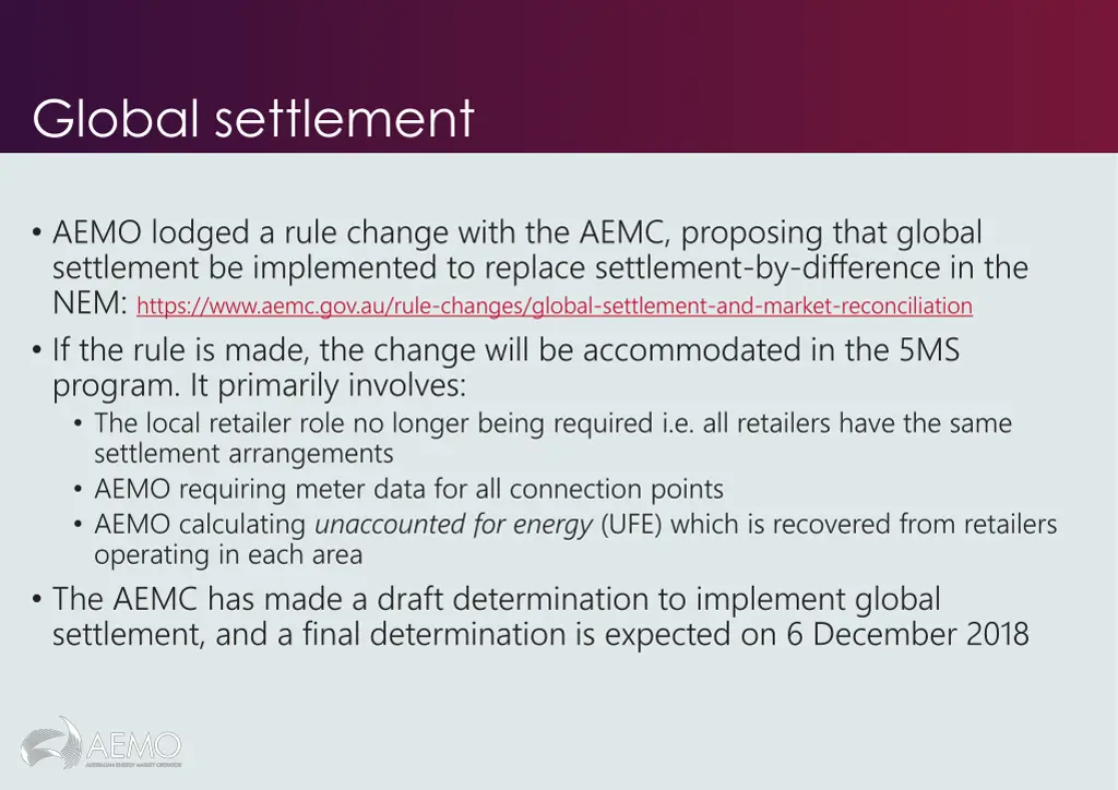 global settlement