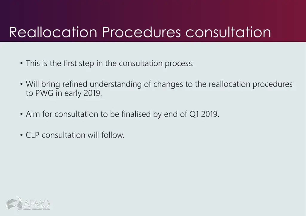 reallocation procedures consultation
