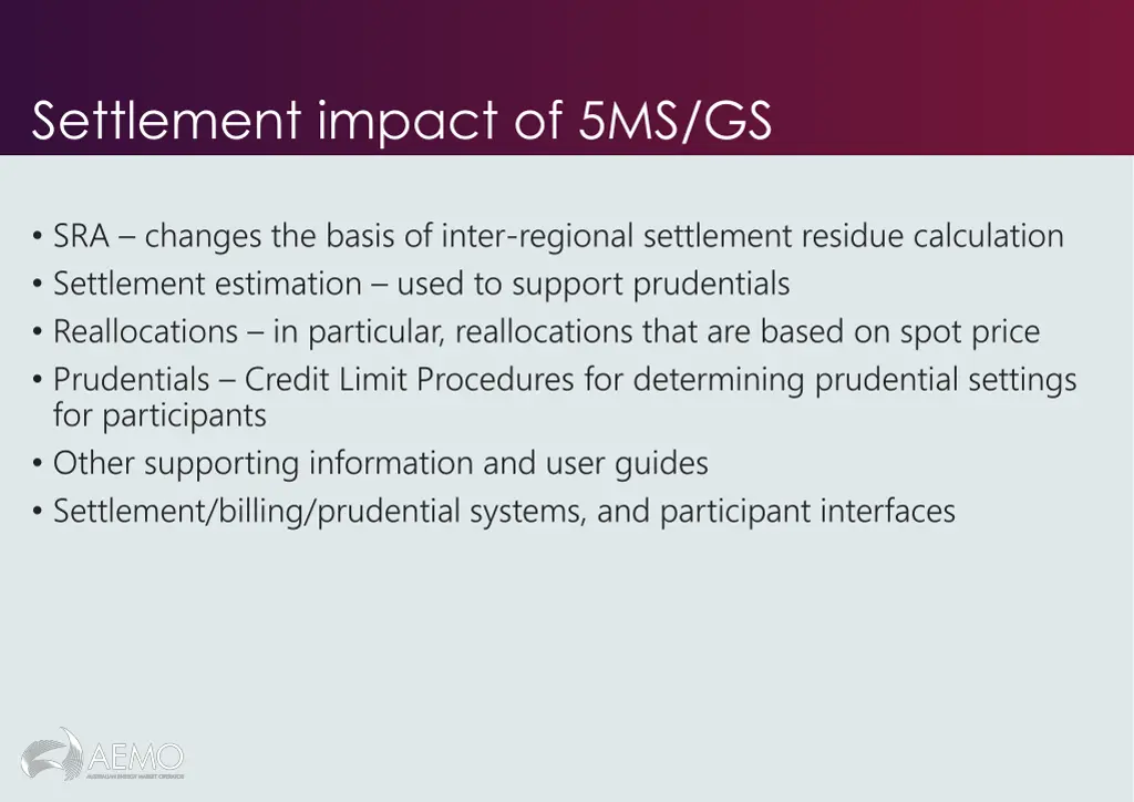 settlement impact of 5ms gs