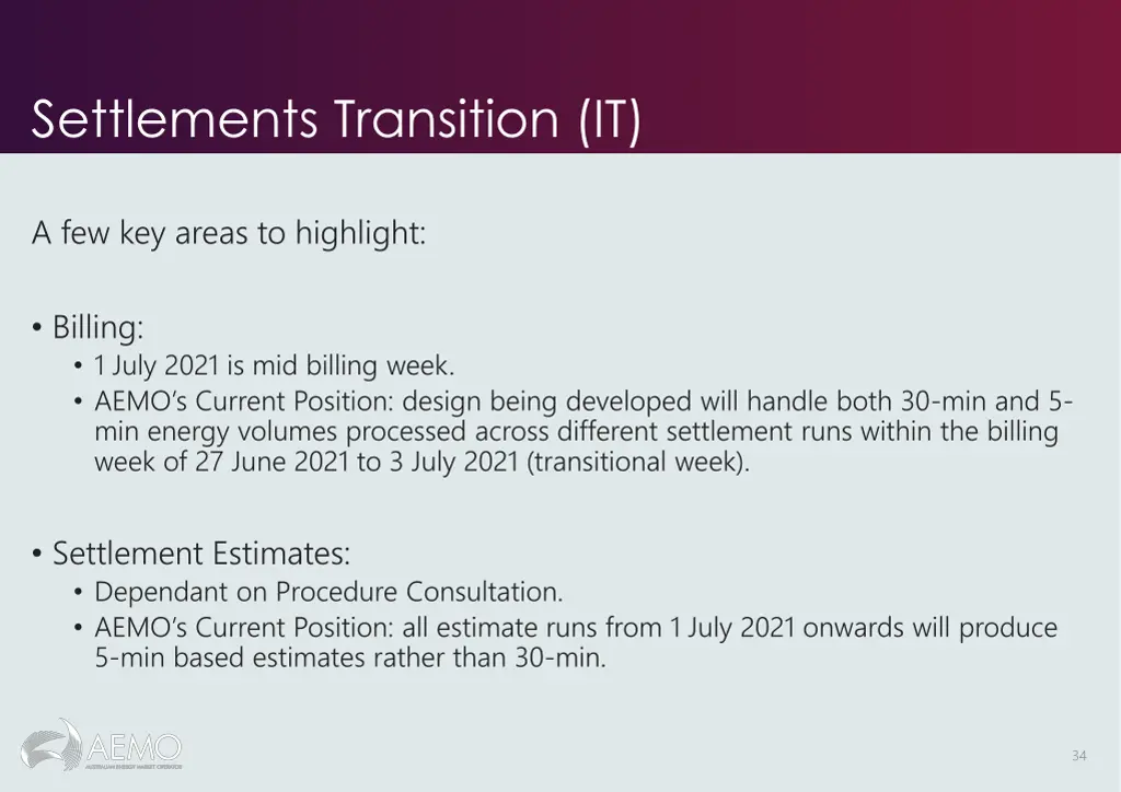 settlements transition it