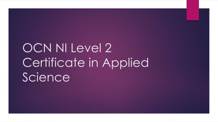 ocn ni level 2 certificate in applied science