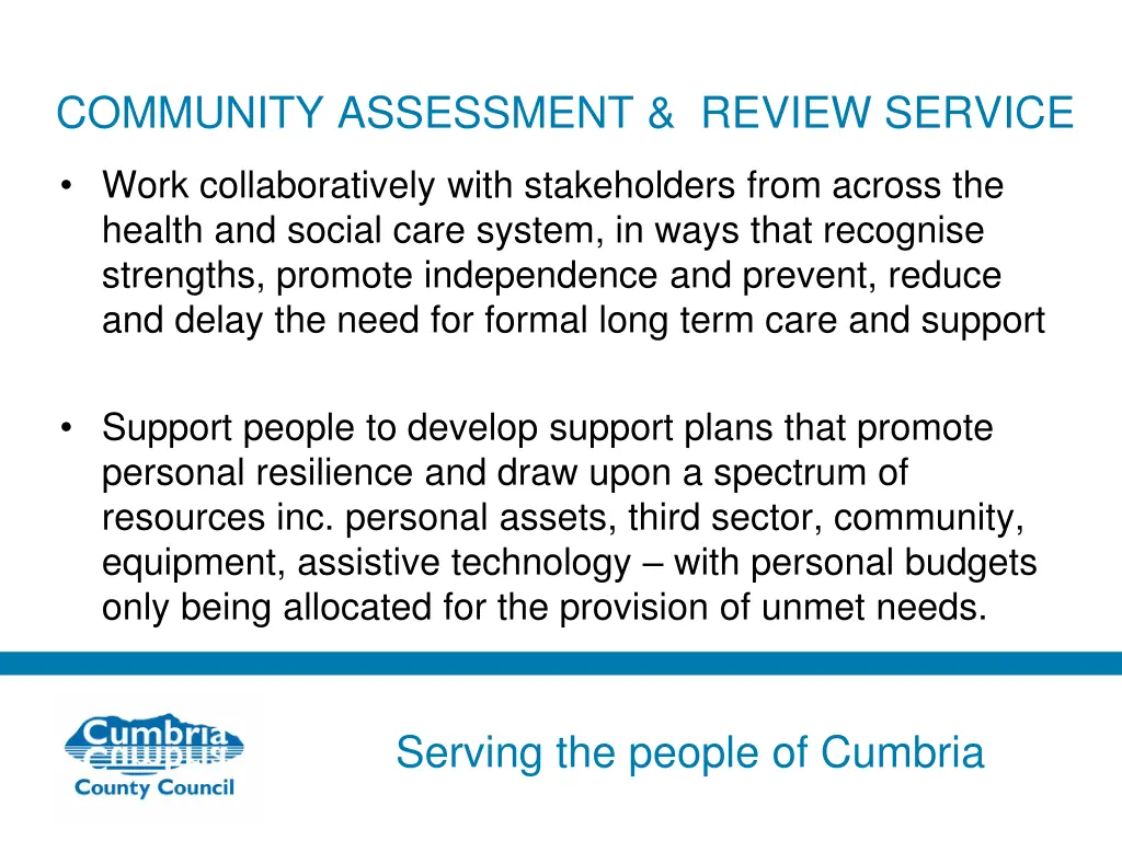 community assessment review service