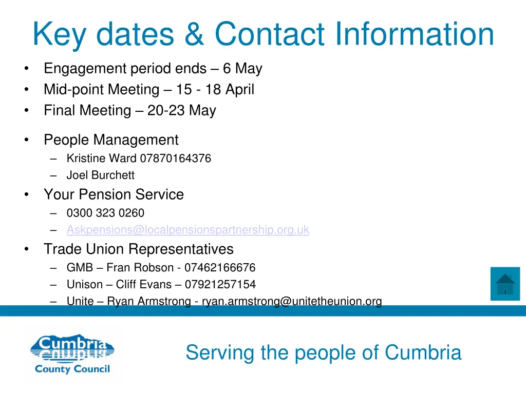 key dates contact information engagement period