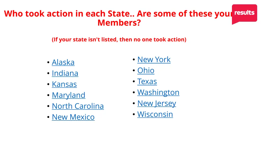 who took action in each state are some of these