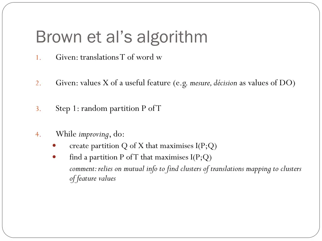 brown et al s algorithm