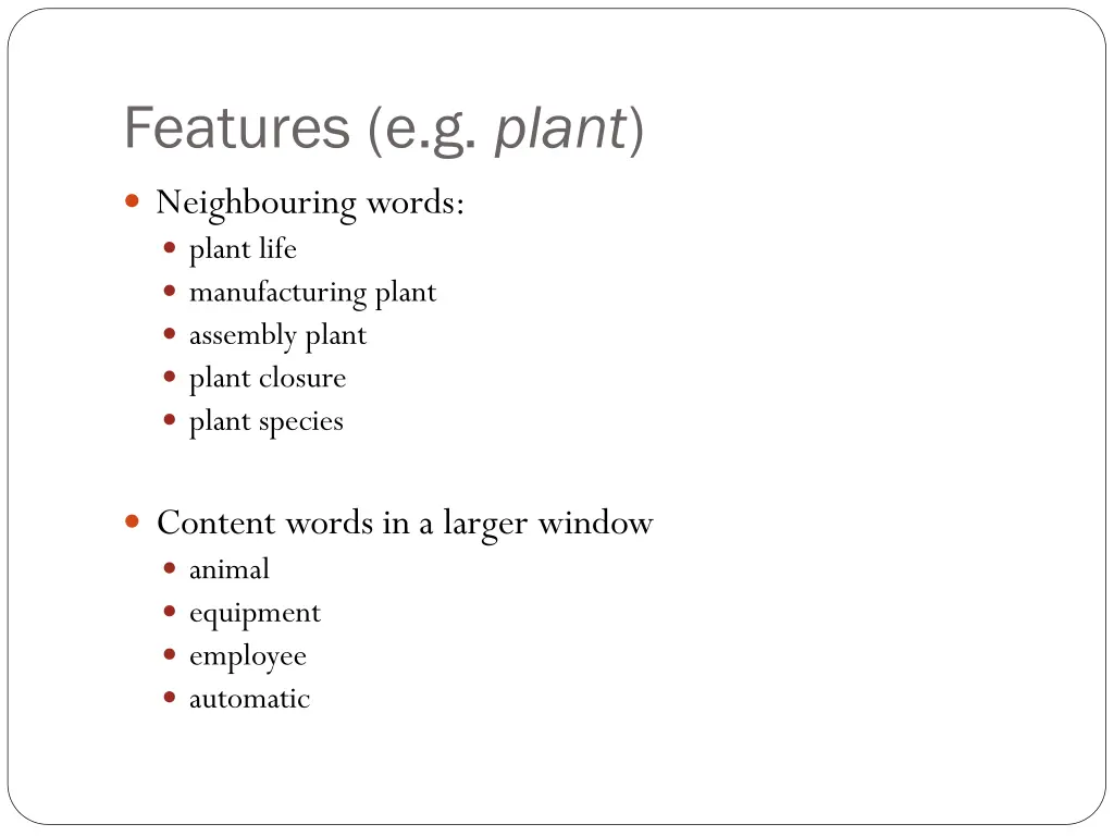 features e g plant