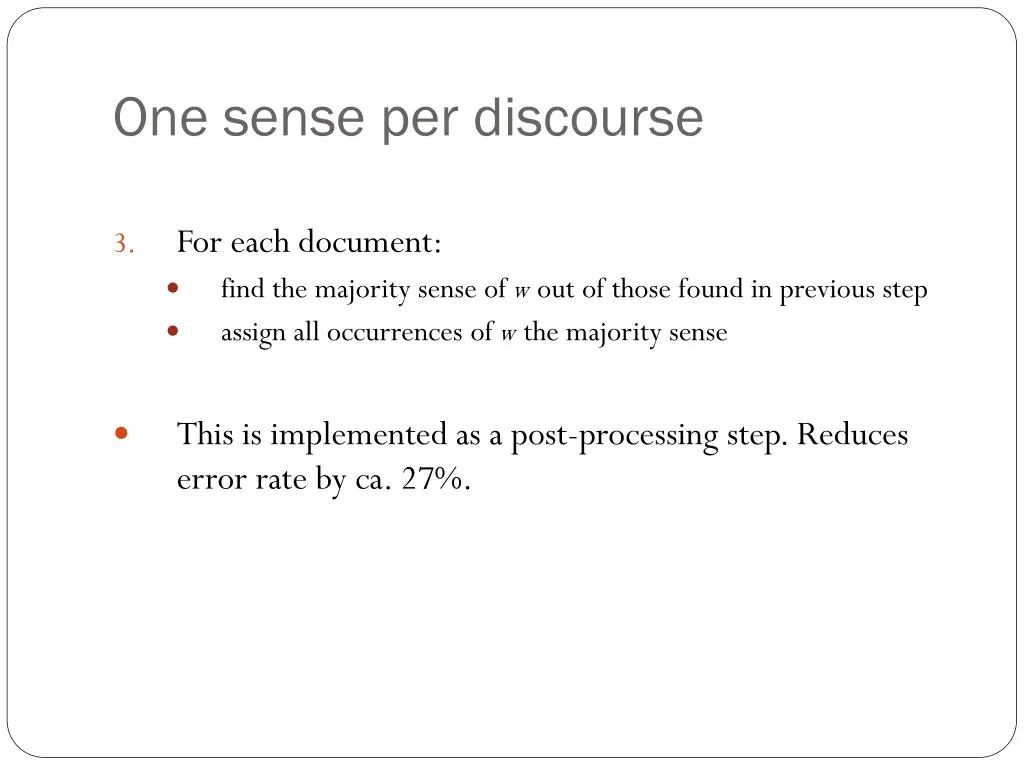 one sense per discourse