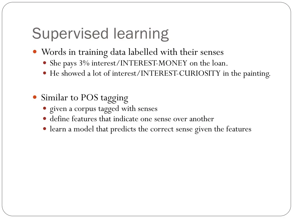 supervised learning words in training data