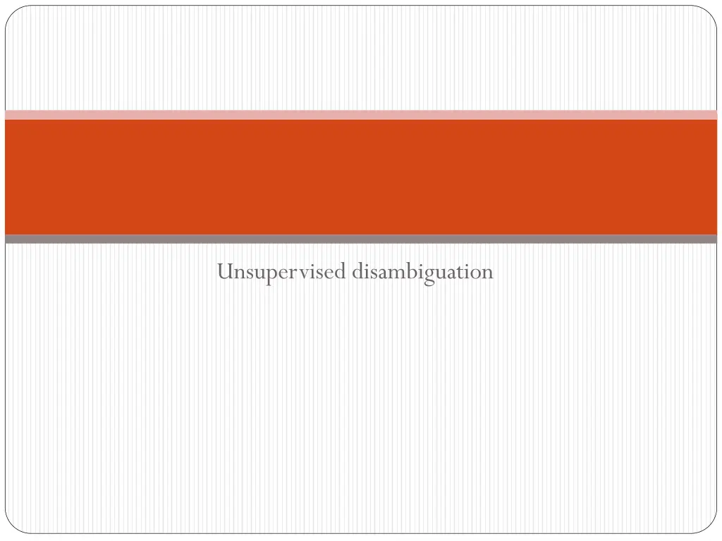 unsupervised disambiguation