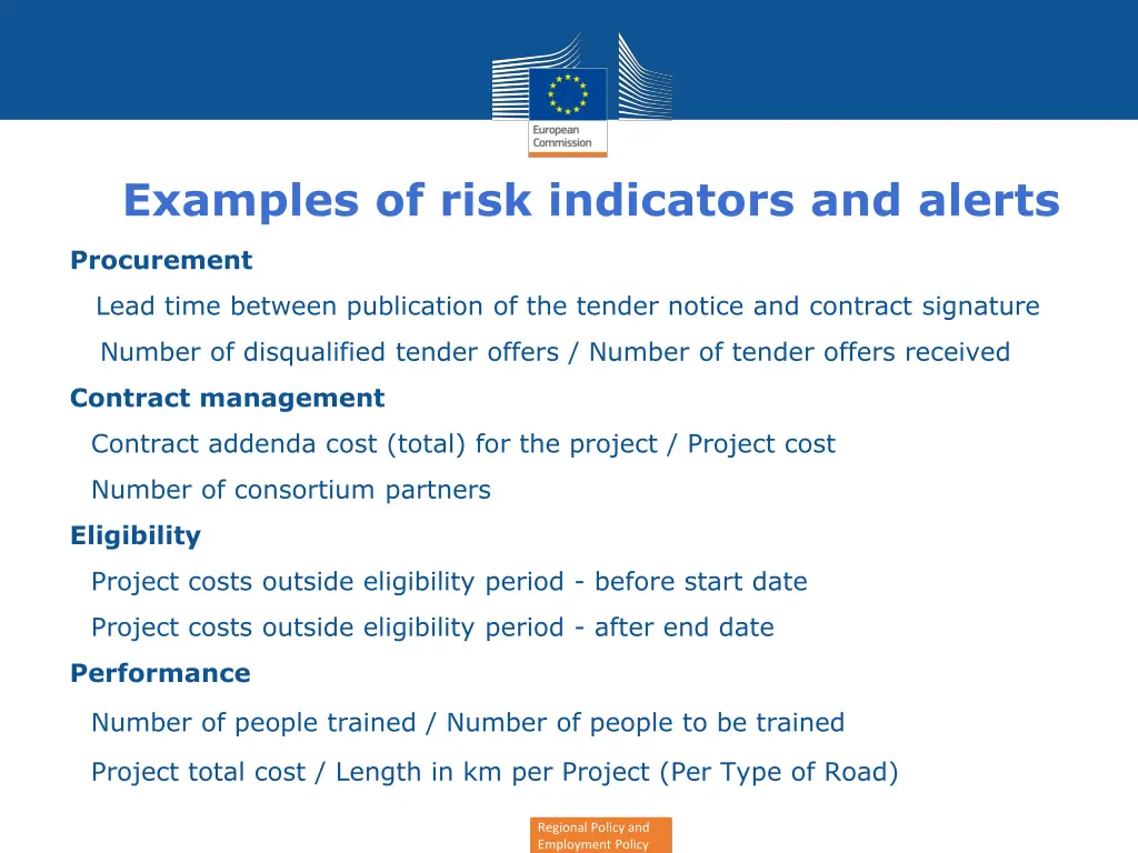 examples of risk indicators and alerts