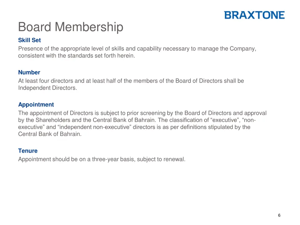 board membership skill set presence