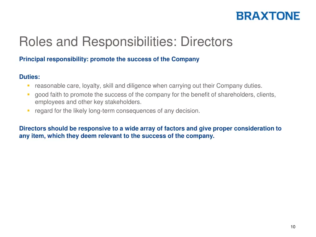 roles and responsibilities directors