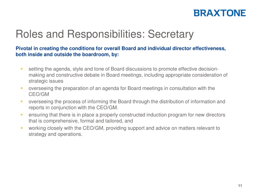 roles and responsibilities secretary
