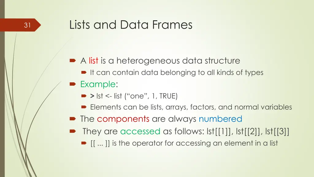 lists and data frames
